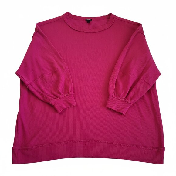 Torrid Women's Size 3X Pink Textured Cotton Crew Neck Oversized Sweatshirt - Picture 6 of 14
